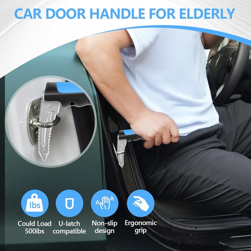 Kaiedos Car Door Handle for Elderly - 2026 New 3-in-1 Car Handle Assist, 2 Pack Auto Cane Portable Vehicle Support Handle Door Assist Bar, Max Load 500 Lbs, Anti-Slip Design (Blue-Car Handle +Strap) - Image 5